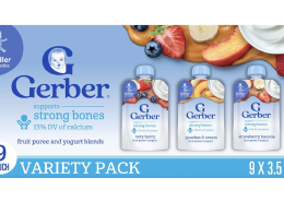 Gerber Baby Food Pouches, Very Berry (3), Peaches & Cream (2), Strawberry Banana (2), Value Pack, Fruit and Yogurt, Toddler, (3.5 oz each), (Pack of 9)
